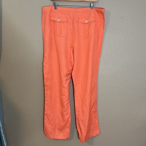 For Cynthia Orange Coral Linen Blend Straight Leg Women's Pants Sz XL NWT New - Picture 5 of 8